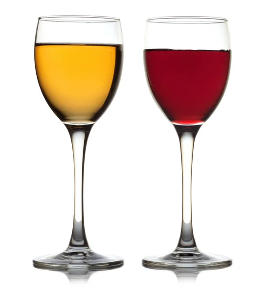 Glass of white and red wine on a white background — Stock Photo, Image