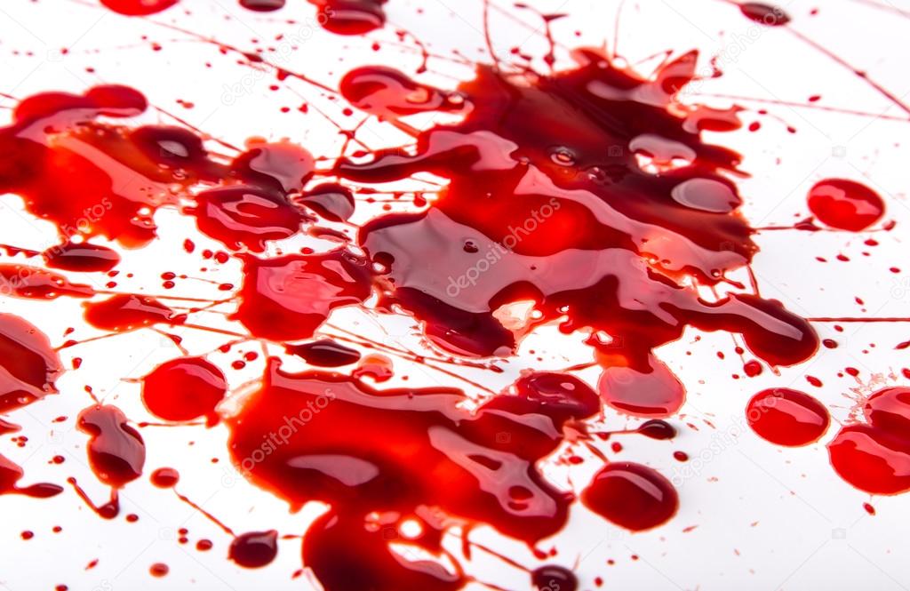 Splattered blood stains on white background