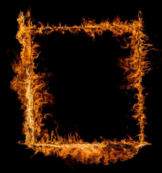 Fire flames on black background — Stock Photo, Image