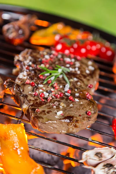 Barbecue grill met verschillende soorten vlees. — Stockfoto