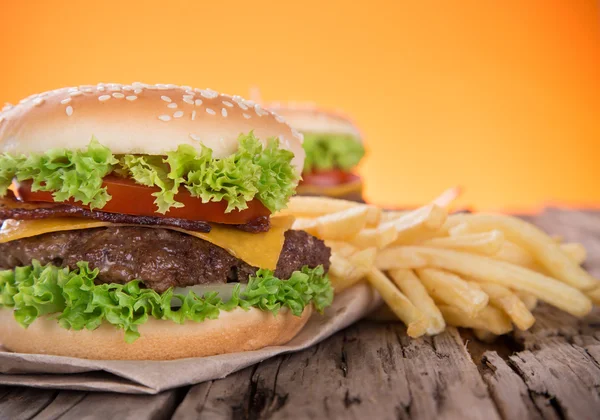 Närbild av hemlagade hamburgare — Stockfoto