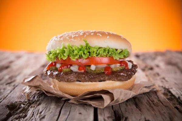 Närbild av hemlagade hamburgare — Stockfoto