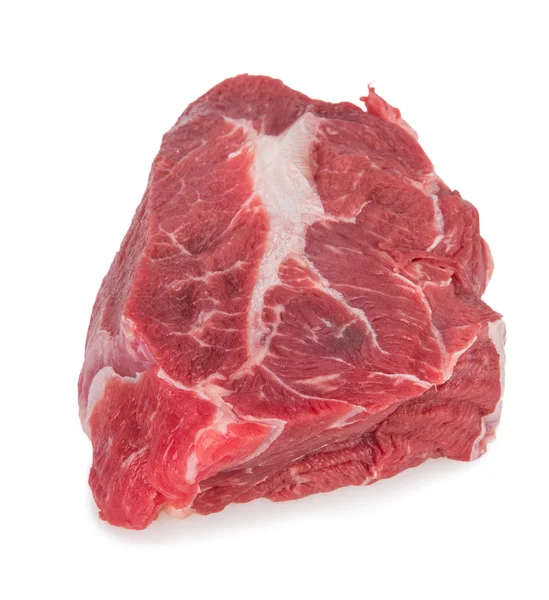 Rohes Rindfleisch auf weißem Hintergrund — Stockfoto