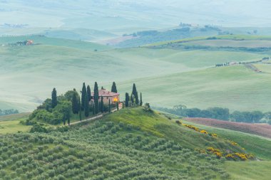 Manzara Tuscany, tepeler ve çayırlar, Toscana - İtalya