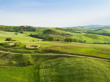 Manzara Tuscany, tepeler ve çayırlar, Toscana - İtalya