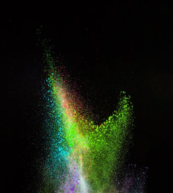 Renkli toz patlama hareket dondurmak.