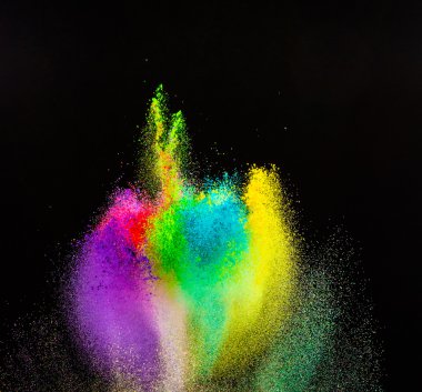 Renkli toz patlama hareket dondurmak.