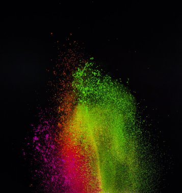 Renkli toz patlama hareket dondurmak.