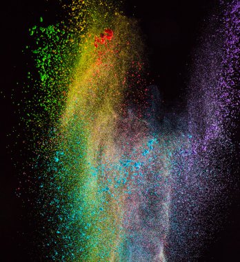 Renkli toz patlama hareket dondurmak.