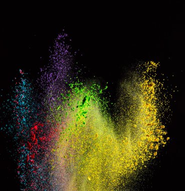 Renkli toz patlama hareket dondurmak.