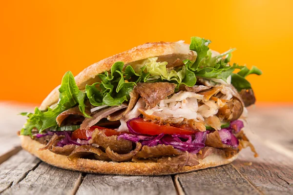 Zblízka kebab Sandwich — Stock fotografie