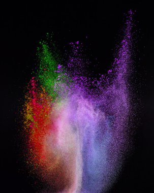 Renkli toz patlama hareket dondurmak.