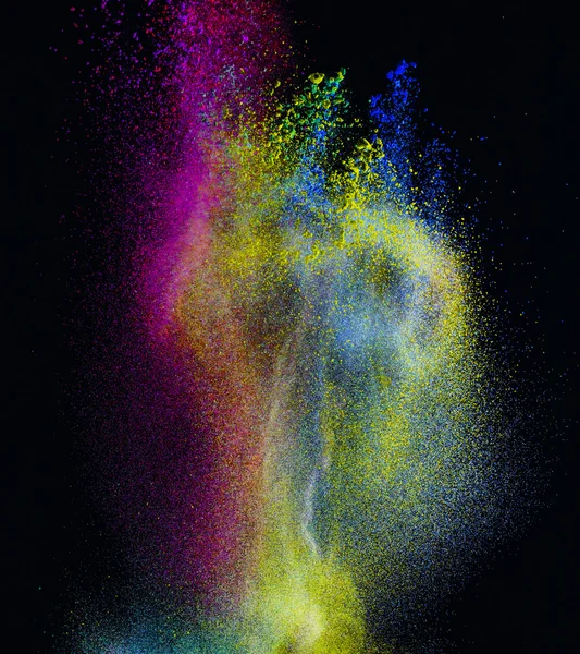 Mouvement de gel de l'explosion de poussière colorée . — Photo