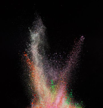 Renkli toz patlama hareket dondurmak.