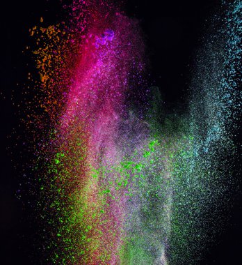 Renkli toz patlama hareket dondurmak.