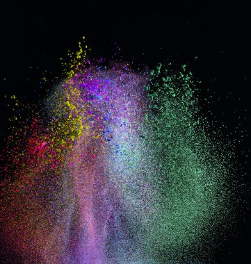 Renkli toz patlama hareket dondurmak.