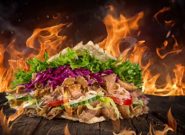 Zblízka kebab Sandwich — Stock fotografie