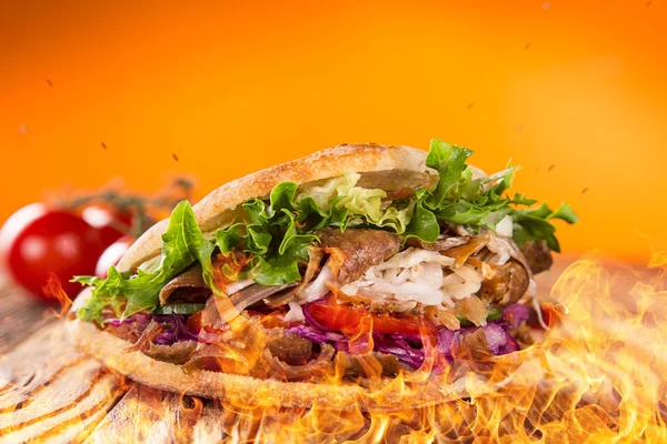 Zblízka kebab Sandwich — Stock fotografie