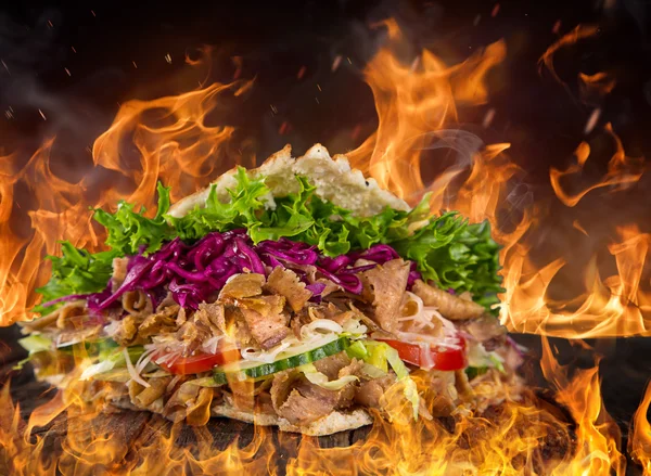 Zblízka kebab Sandwich — Stock fotografie