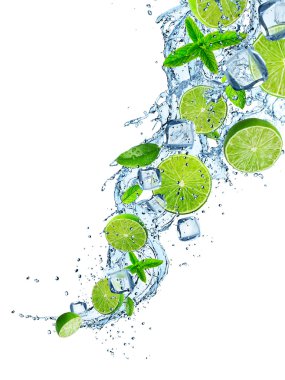 su sıçrama içinde taze limes.