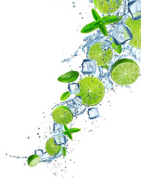 su sıçrama içinde taze limes.