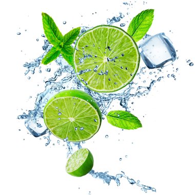 su sıçrama içinde taze limes.