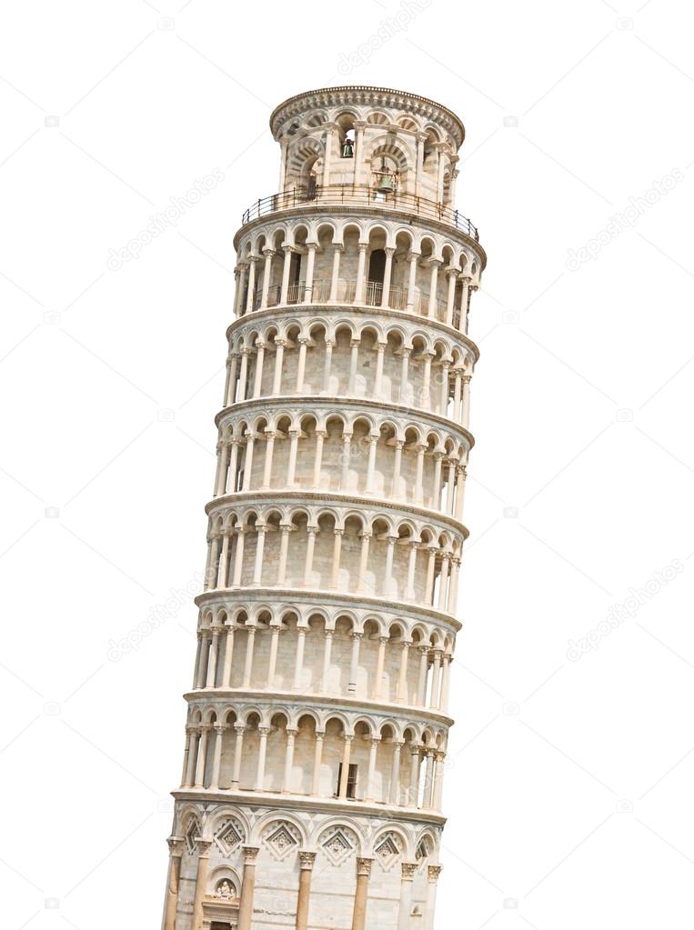 The Leaning Tower of Pisa isolated on white