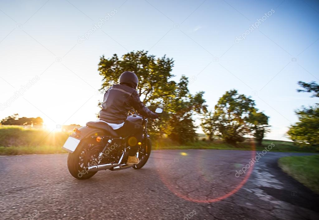 The view over the handlebars of motorcycle