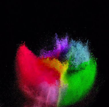 Freeze motion of colored dust explosion. clipart