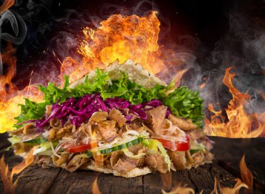 kebap sandviç yakın çekim.