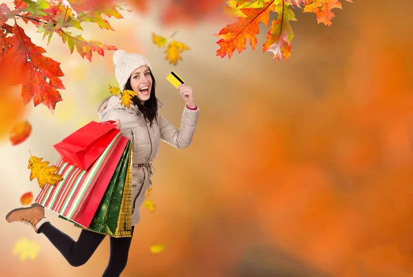 Mladá krásná žena. Podzimní nákupy — Stock fotografie