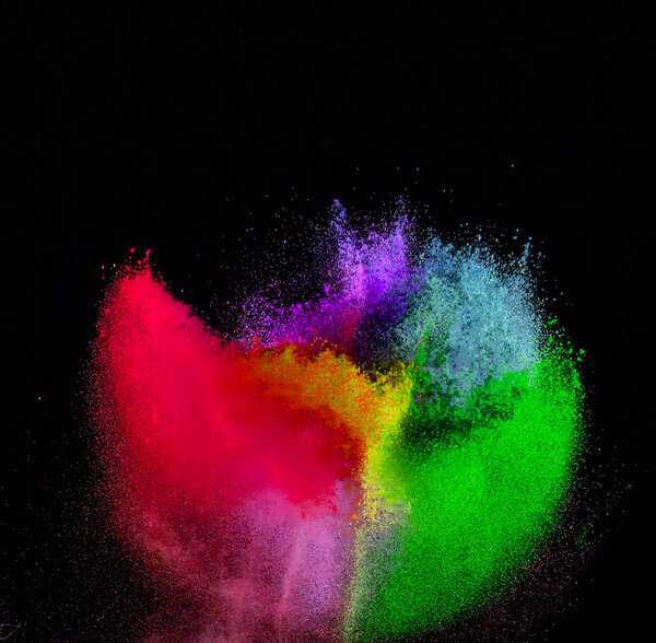 Freeze motion of colored dust explosion.