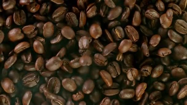 Super slow motion of coffee beans. — Stock Video