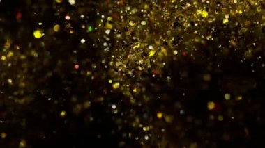 Soyut altın ışıklar parlak sanat arka planı 4k, süper yavaş çekim