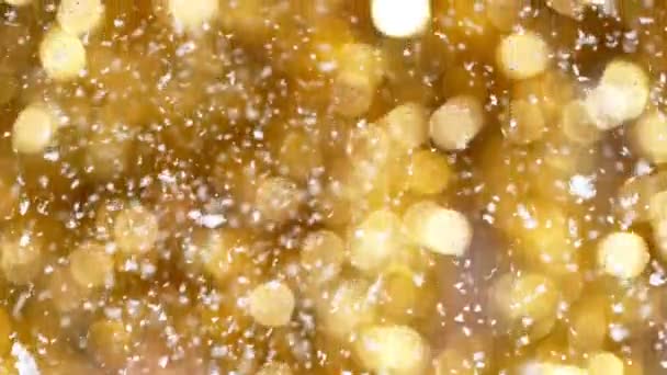 Luces de estrellas de oro abstractas fondo de arte brillante, 4k, super cámara lenta. — Vídeos de Stock