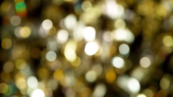 Luces de estrellas de oro abstractas fondo de arte brillante, 4k, super cámara lenta. — Vídeo de stock