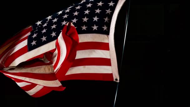 Primo piano di American Flag Waving. Banner USA che sventola nel vento. — Video Stock