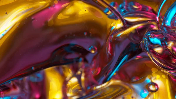 Astratto colorato sfondo macro irrisorio di gocce d'olio. — Foto Stock
