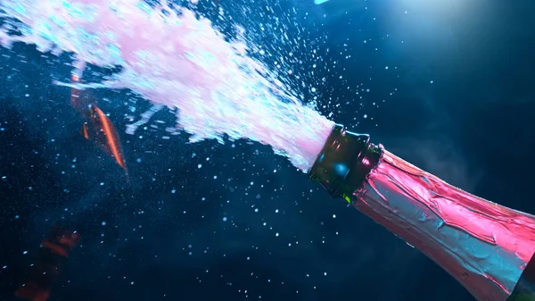 Esplosione di champagne con chiusura in sughero volante. — Foto Stock