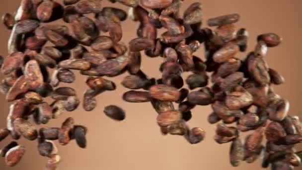 Colisión de frijoles de cacao, cámara súper lenta — Vídeo de stock