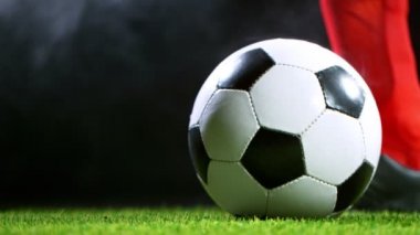 Yakın plan Ayak Tekmeleme Futbol Topu, Süper Yavaş Hareket
