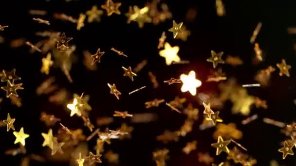Luces de estrellas de oro abstractas fondo de arte brillante, 4k, super cámara lenta. — Vídeos de Stock