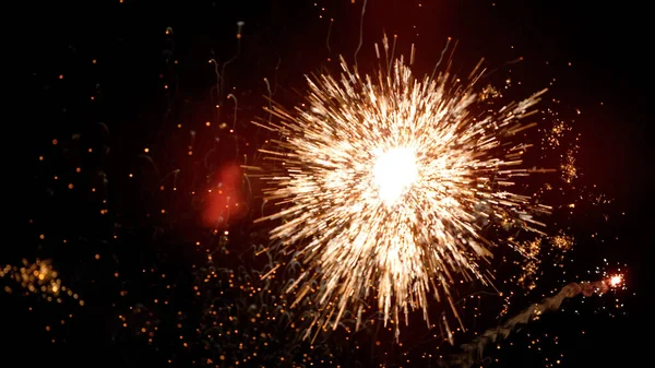 Fundo fogos de artifício com luzes embaçadas — Fotografia de Stock