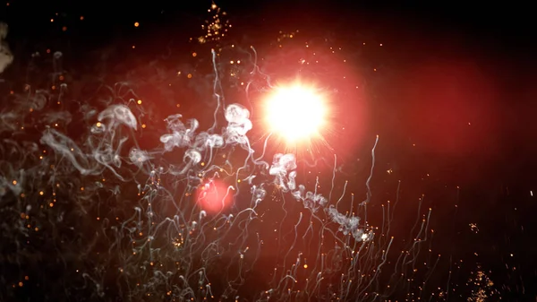 ぼやけた光で花火の背景 — ストック写真