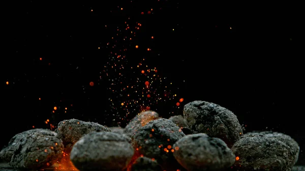 Charcoal briquettes ready for barbecue grill. — Stock Photo, Image