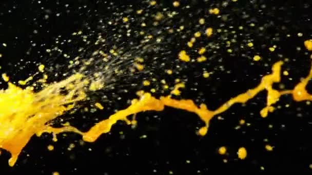 Super Slow Motion Shot of Orange Juice Splash — стоковое видео