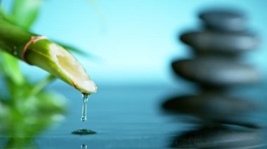 Bambu, Spa ve Sağlık Konseptinden Damlayan Damlaların Süper Yavaş Hareketi.