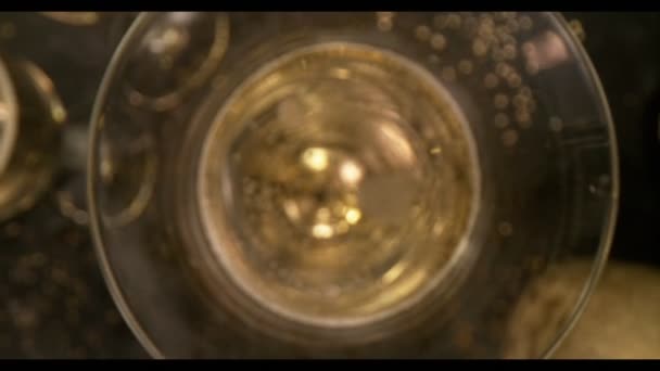 Pohyb fotoaparátu, Super pomalý pohyb Detail záběru nalití šampaňského z láhve — Stock video