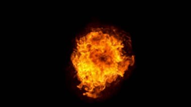 Ateş Patlamasının Süper Yavaş Hareketi Siyah Arkaplanda İzole Edildi.