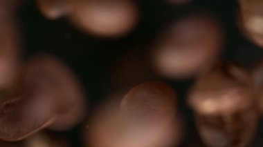 Uçan Kavrulmuş Kahve Fasulyesinin Süper Yavaş Çekimi